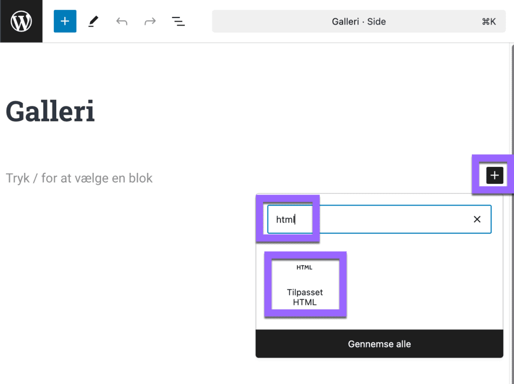 Sådan indsætter du Scratch-projektet på siden