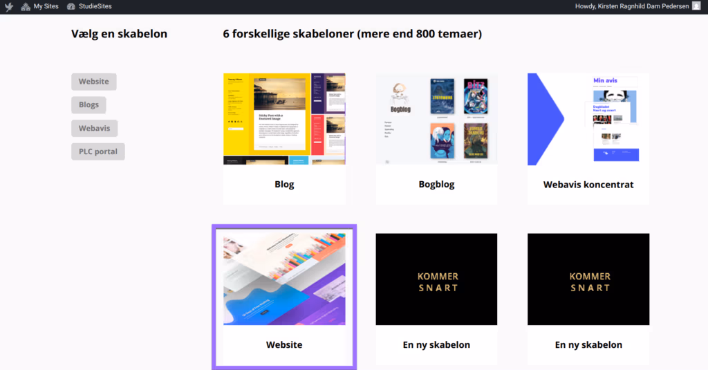 Eksempel på vælg en bestemt type