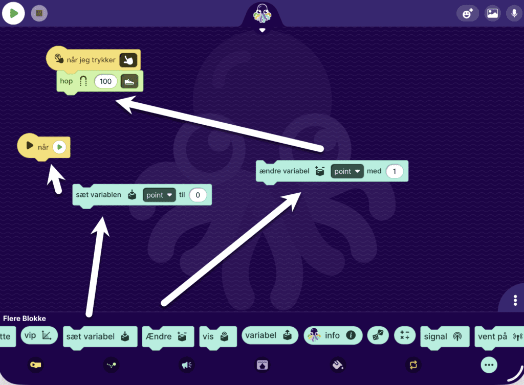 Her finder du de to brikker, som skal bruges for at kunne tælle point.