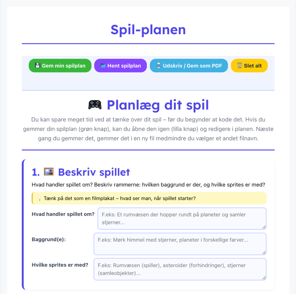 Gå til spil-planen